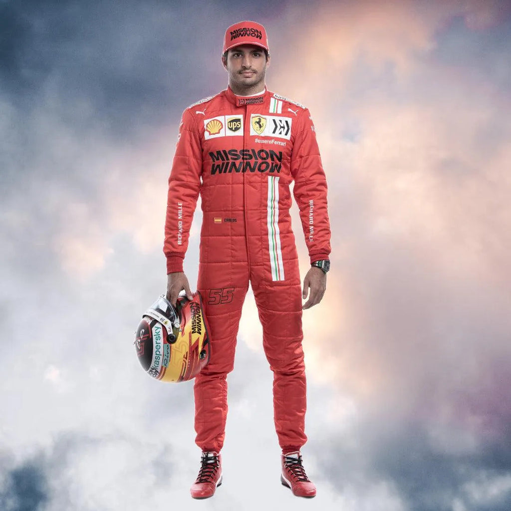 2021 Carlos Sainz Race Misson Winnow Scuderia Ferrari F1 Suit - Rustle Racewears