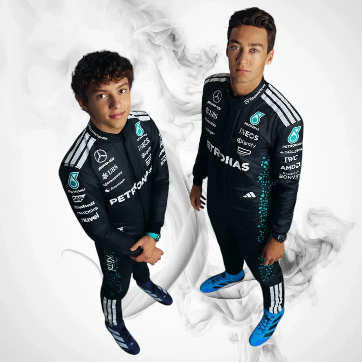 2025 Mercedes F1 Driver Costumes | George Russell & Kimi Antonelli - Rustle Racegear