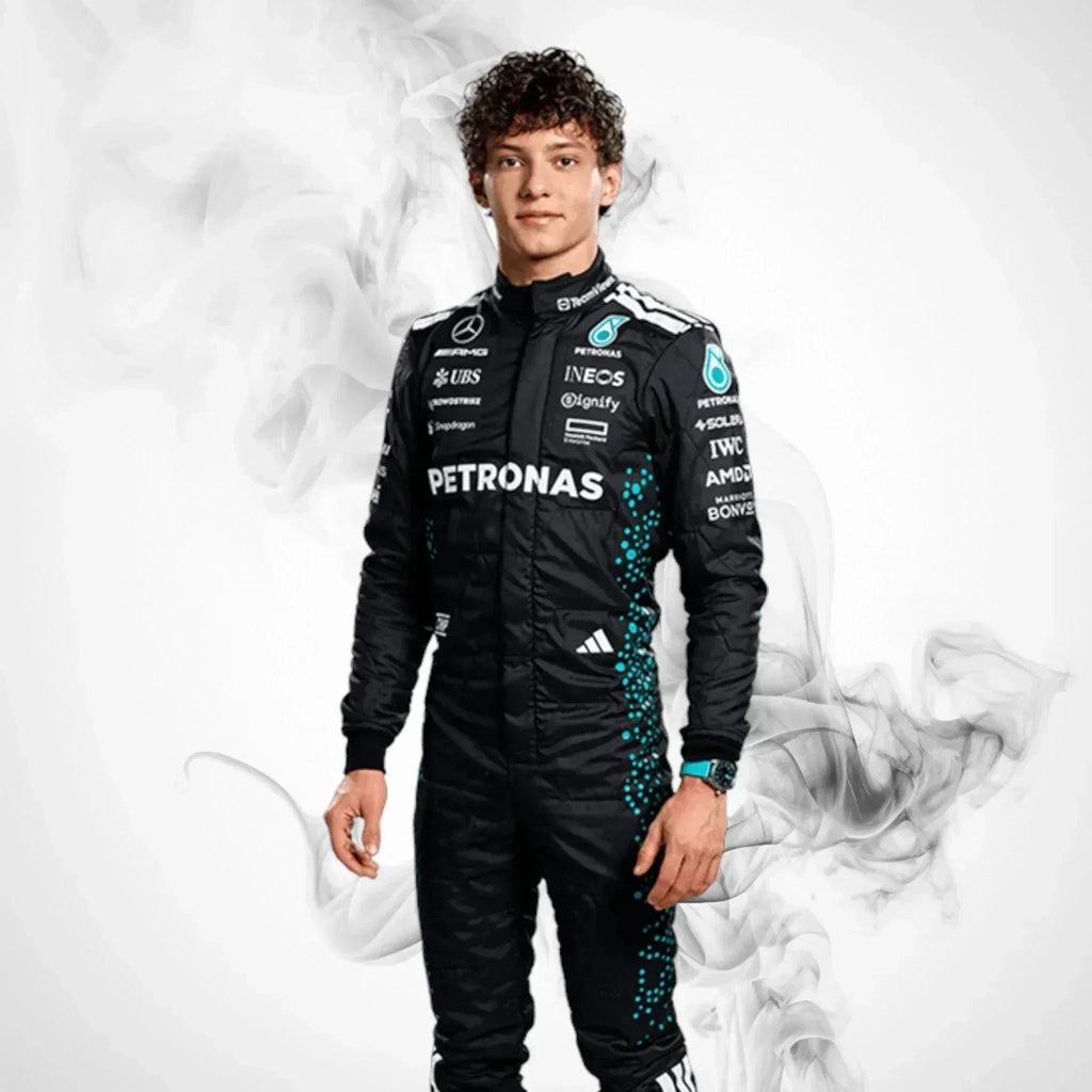 2025 Mercedes F1 Driver Costumes | George Russell & Kimi Antonelli - Rustle Racegear