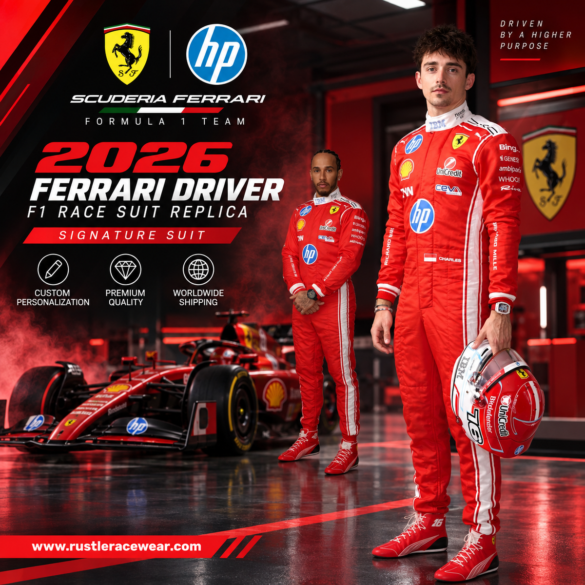2026 Scuderia Ferrari HP Formula 1 Drivers Racing Replica Costumes