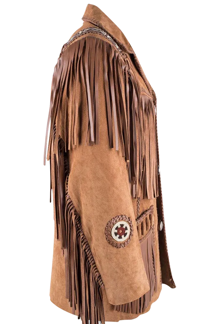 Scully Bead Trimmed Boar Suede Coat - Brown