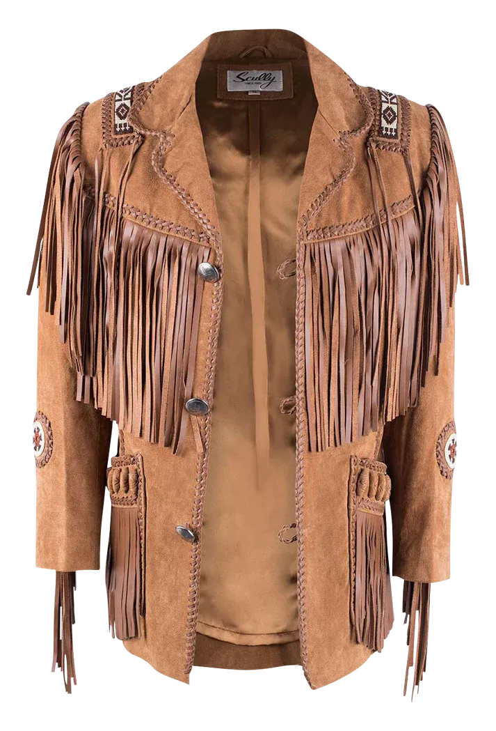 Scully Bead Trimmed Boar Suede Coat - Brown