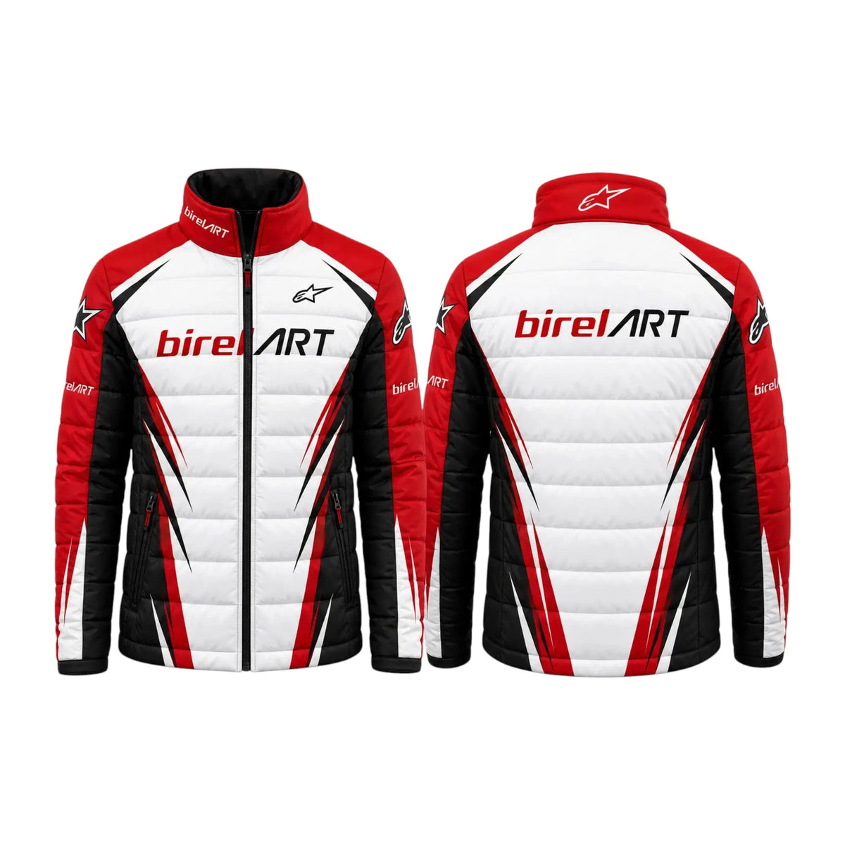 Birel ART Puffer Jacket – Red, White & Black - Rustle Racewear
