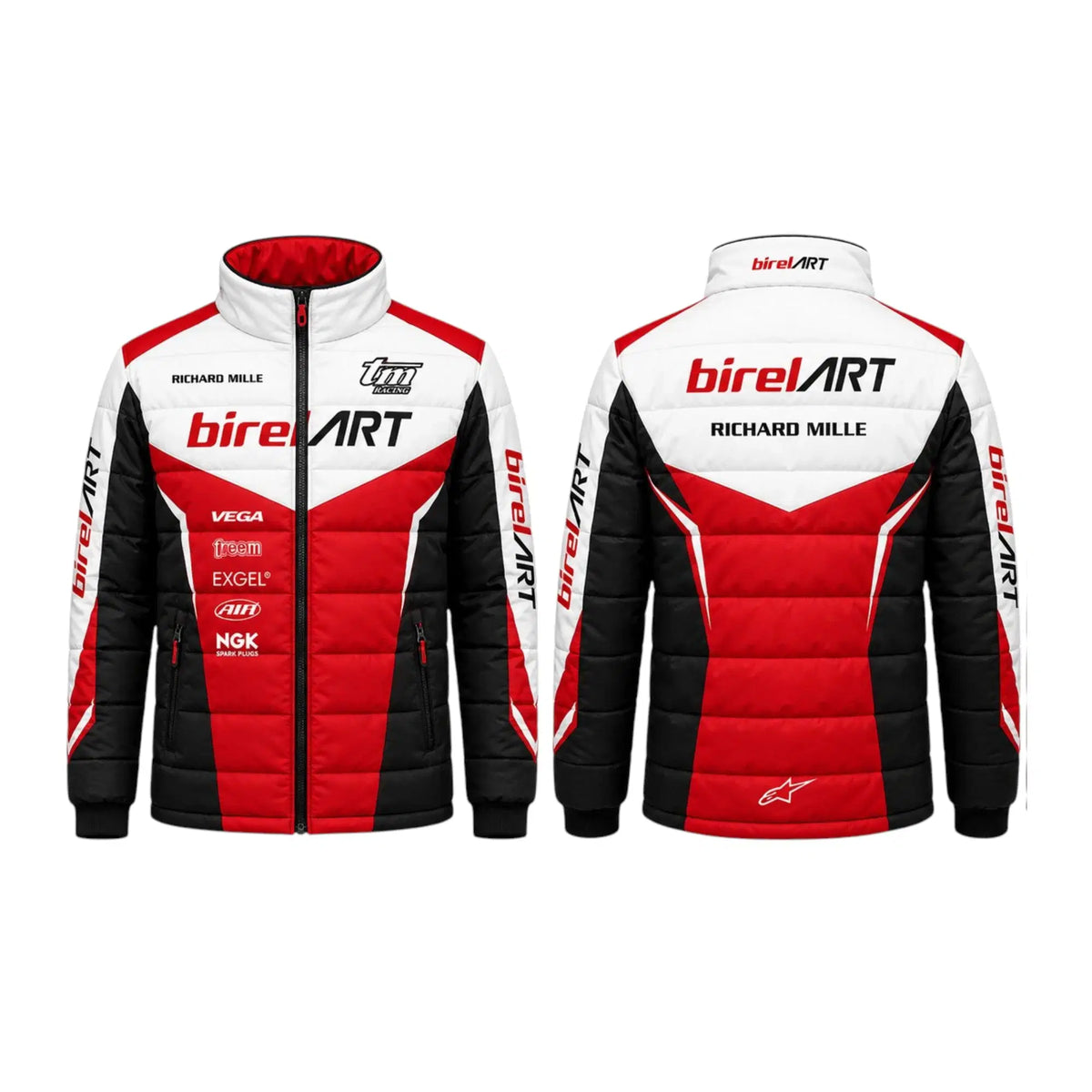 Birel ART Quilted Jacket – Red, White & Black - Rustle Racewear