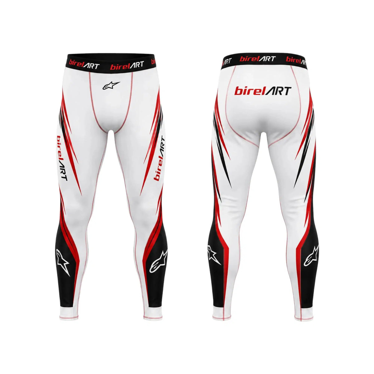 Birel ART Racing Base Layer Pants – White & Red - Rustle Racewear