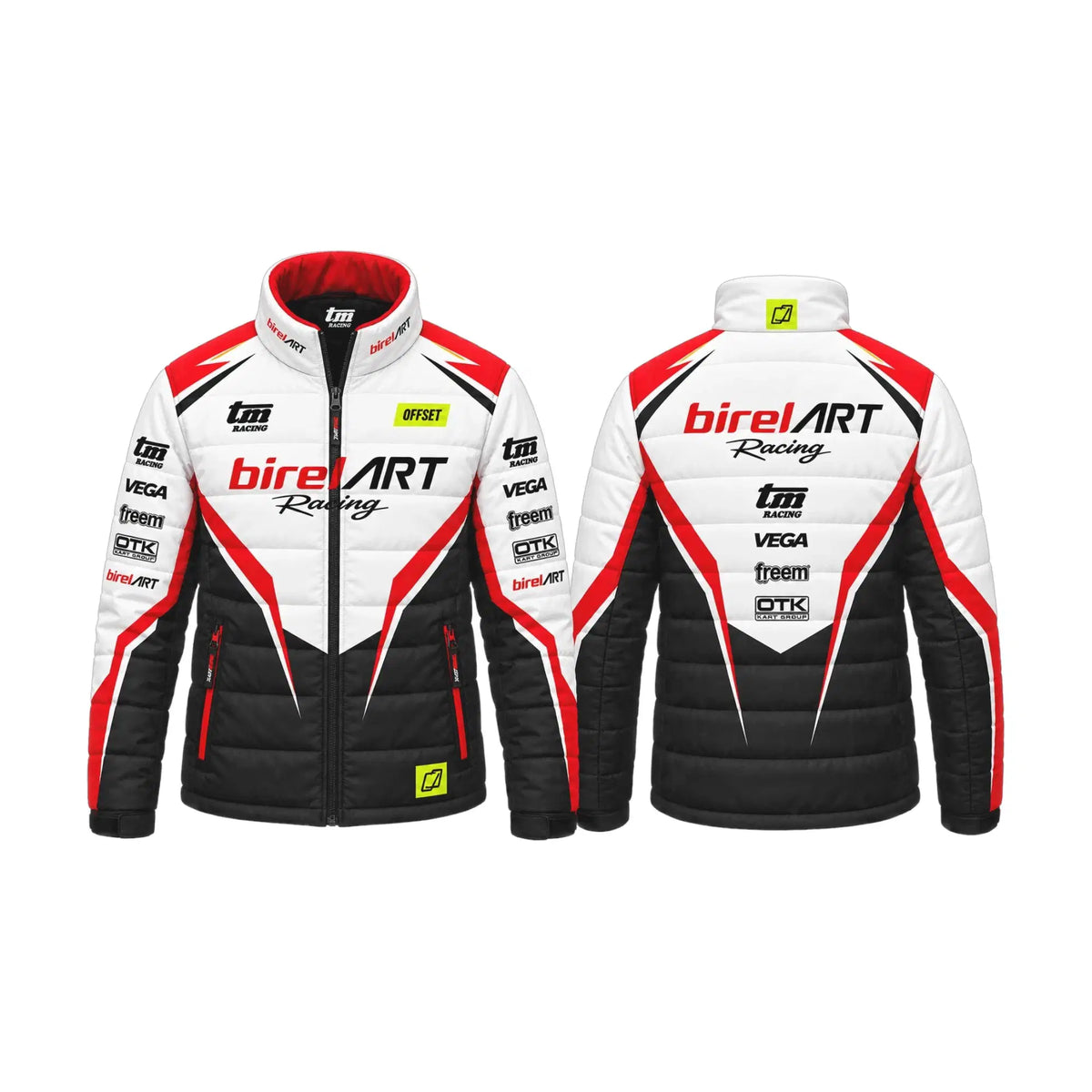 Birel ART Racing Puffer Jacket – Black & White - Rustle Racewear