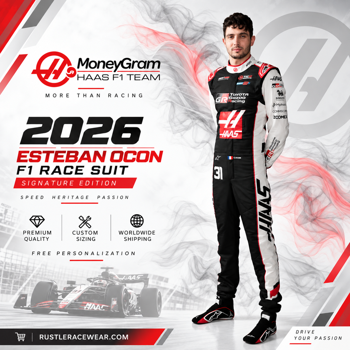 Esteban Ocon 2026 Haas F1 Racing Suit Replica