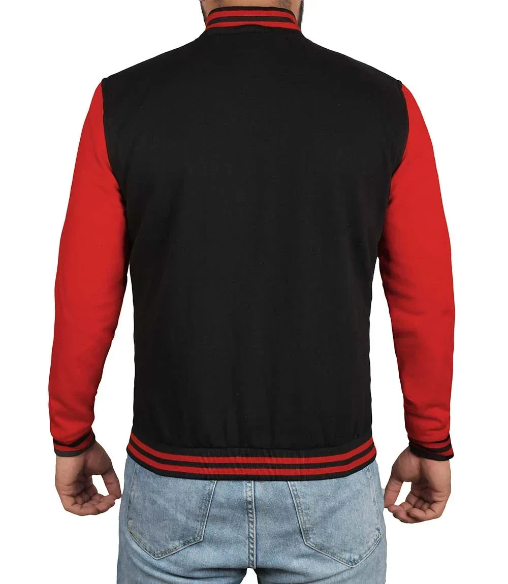 Men Baseball Red and Black Varsity Jacket