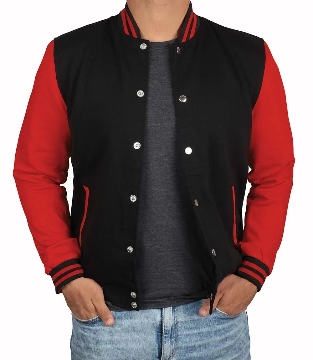 Men Baseball Red and Black Varsity Jacket