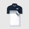 Navy and white Rustle Racewears AlphaTauri Team Polo shirt with racing stripes