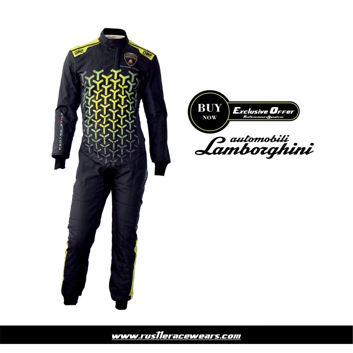 AUTOMOBILI-LAMBORGHINI SQUADRA CORSE OMP ONE ART “SPEED” PROFESSIONAL NEW RACE SUIT - Rustle Racewears