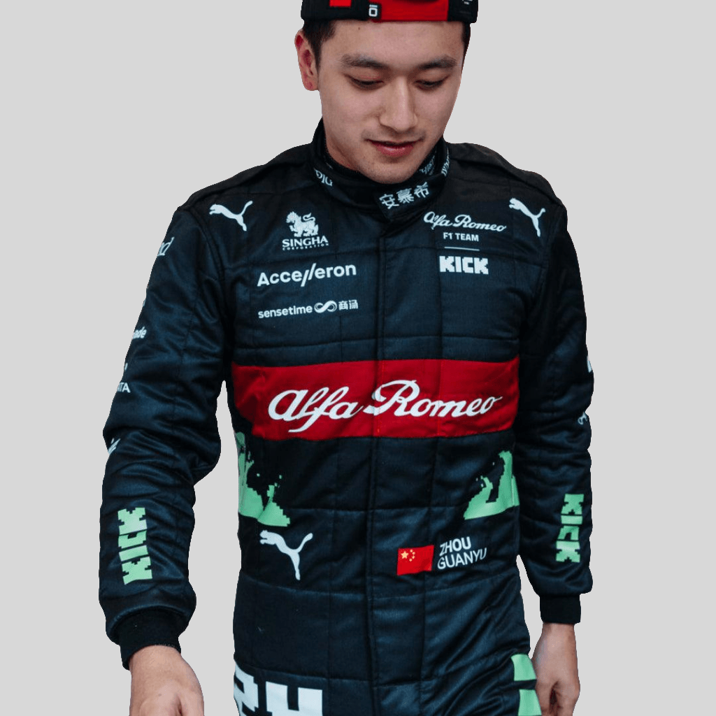 NEW ZHOU GUANYU 2023 ALFA ROMEO F1 TEAM KICK REPLICA RACE SUIT - BELGIAN GP - Rustle Racewear