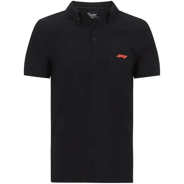 Formula 1 Tech Collection F1 Men's Small Logo Jersey Polo - Black/White - Rustle Racewears