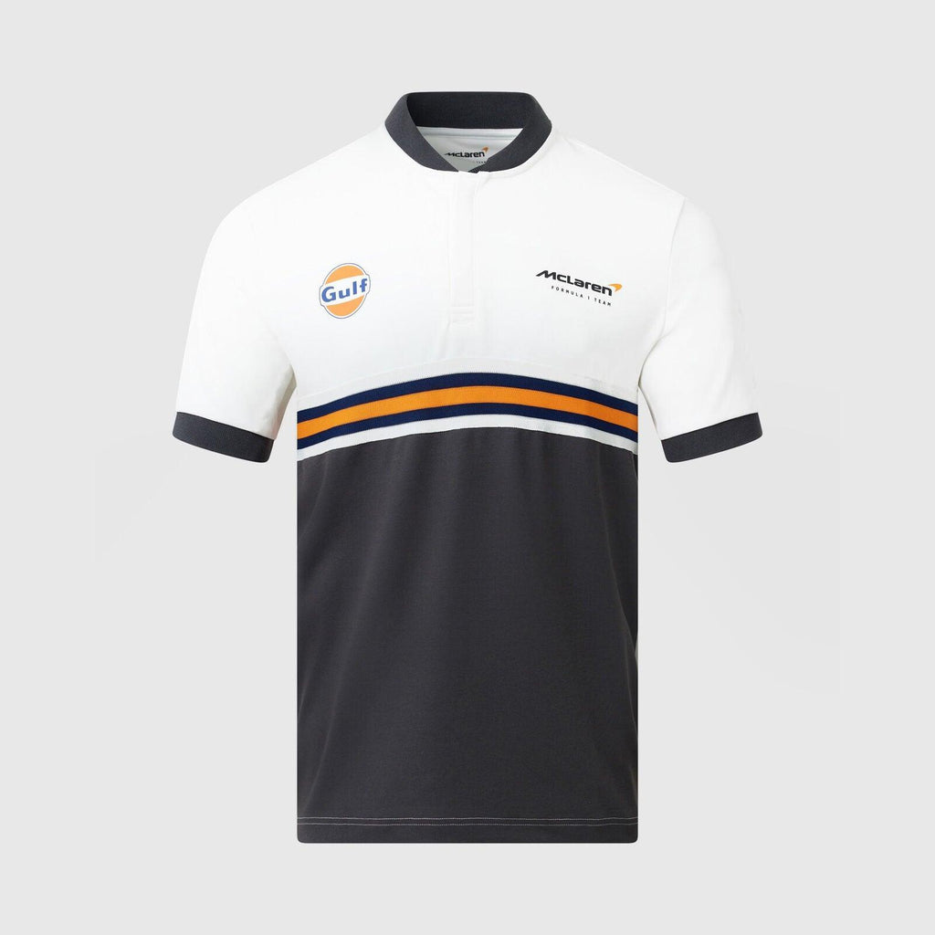 McLaren F1 Gulf white and charcoal grey polo shirt