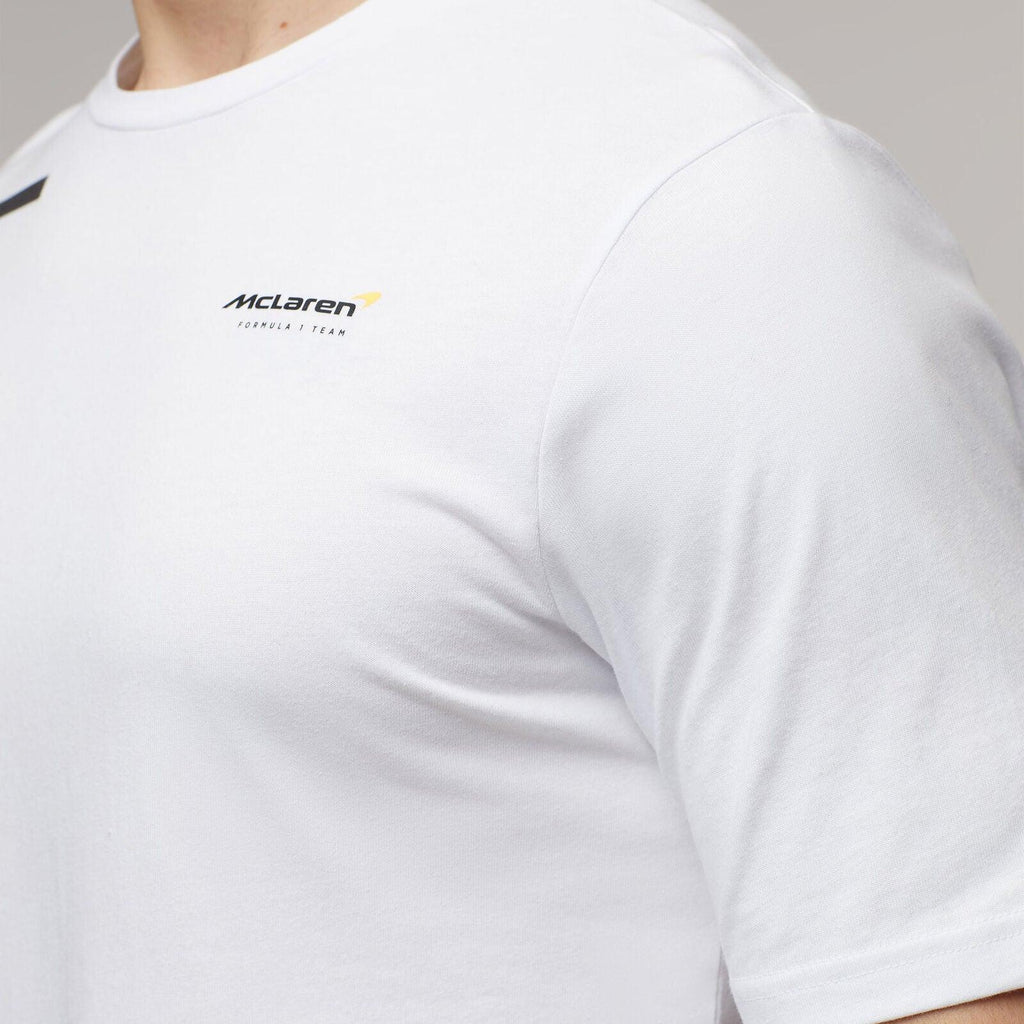 White McLaren F1 Lando Norris Core T-shirt with team logo on chest