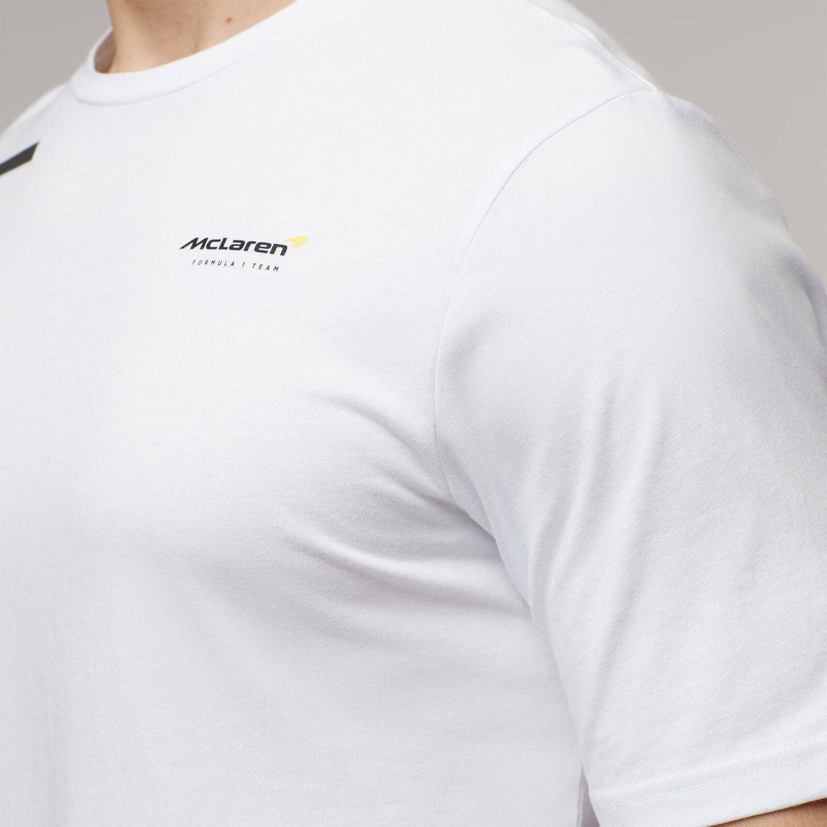 White McLaren F1 Lando Norris Core T-shirt with team logo on chest