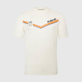 McLaren F1 Triple Crown white t-shirt with orange and blue chevron stripes