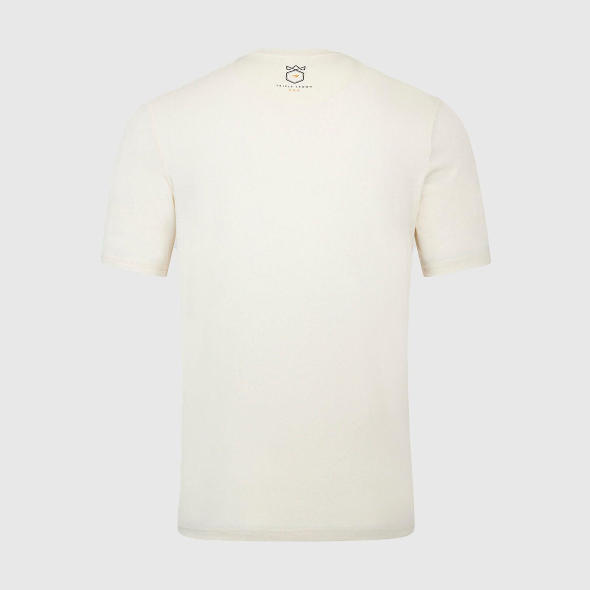 Back view of the cream McLaren F1 Triple Crown T-shirt by Rustle Racewears.