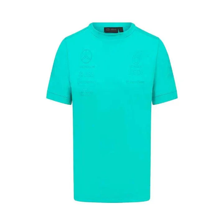 Mercedes Benz AMG Petronas F1 2023 Men's Team Stealth T-Shirt -Black/White/Green - Rustle Racewears