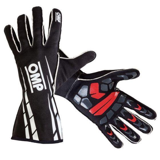 OMP ARP advanced rainproof karting gloves in black and red