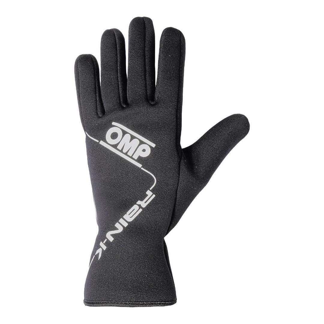 Black OMP RAIN-K karting gloves for wet weather racing