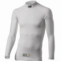 White OMP Tecnica Evo long sleeve racing base layer top for karting.